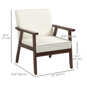 Accent Chairs with Cushioned Seat, Upholstered Linen-Feel Armchair with Adjustable Feet for Bedroom – view 16