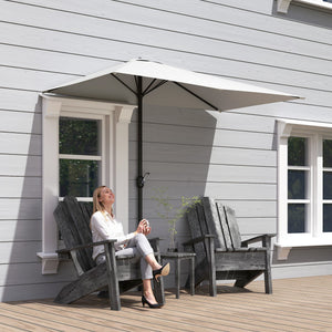 8ft Half Umbrella Outdoor Balcony Parasol Patio Garden Outdoor Window Sun Shade w/ 5 Ribs Beige – view 14