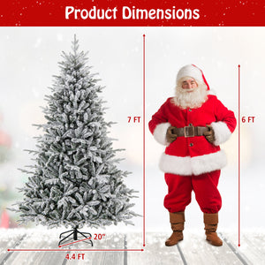 7 Feet Flocked Christmas Tree with 8 Lighting Modes and Multi-Color LED Lights-7 ft view 4