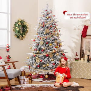 7 Feet Flocked Christmas Tree with 8 Lighting Modes and Multi-Color LED Lights-7 ft view 5