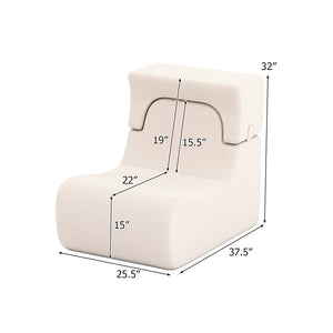 Floor Chair Lazy Sofa with Detachable Headrest-Beige view 5