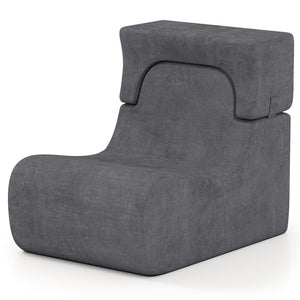 Floor Chair Lazy Sofa with Detachable Headrest-Gray
