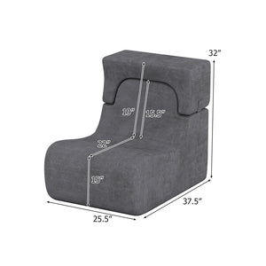 Floor Chair Lazy Sofa with Detachable Headrest-Gray view 5