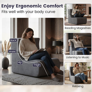 Floor Chair Lazy Sofa with Detachable Headrest-Gray view 6