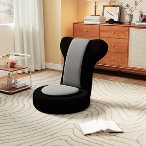 Floor Comfy Gaming Leisure Chair with Adjustable Headrest and Backrest-Gray view 2