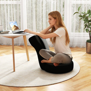 Floor Comfy Gaming Leisure Chair with Adjustable Headrest and Backrest-Gray view 3