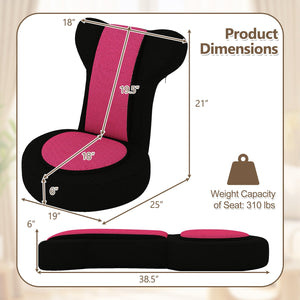 Floor Comfy Gaming Leisure Chair with Adjustable Headrest and Backrest-Pink view 5
