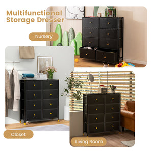 Floor Dresser Storage Organizer with 5/6/8 Drawers with Fabric Bins and Metal Frame-8-Drawer view 6