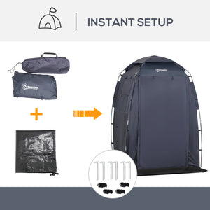 60" x 60" x 82" Shower Tent Extra Wide Changing Room Privacy Portable Camping Shelters with Windows & Floor Mat, Dark Blue