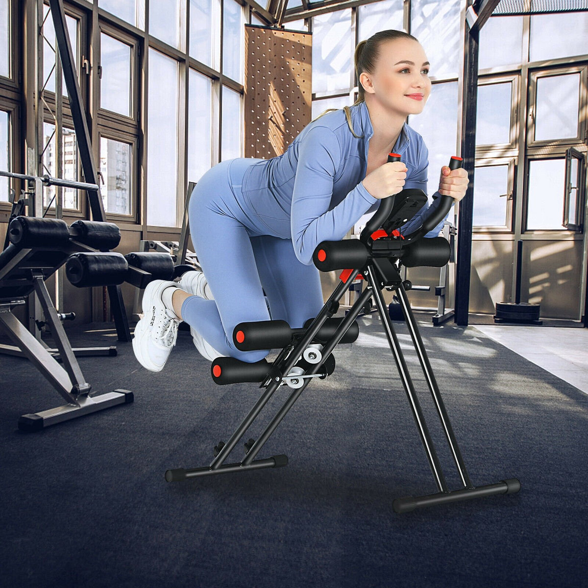 Foldable Adjustable Core Abdominal Trainer with 3 Adjustable Resistance and LCD Display view 2