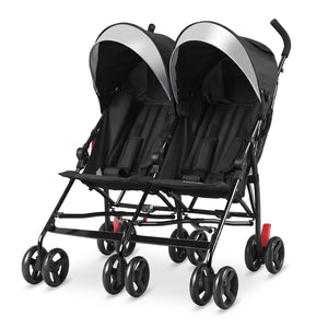 Foldable Twin Baby Double Stroller Ultralight Umbrella Kids Stroller-Black view 4