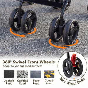 Foldable Twin Baby Double Stroller Ultralight Umbrella Kids Stroller-Black view 7