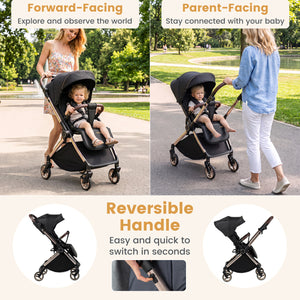 Foldable Baby Stroller with Reversible Handle-Black view 5
