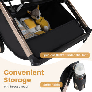 Foldable Baby Stroller with Reversible Handle-Black view 9