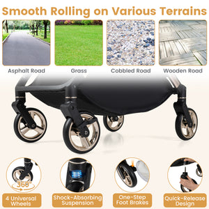 Foldable Baby Stroller with Reversible Handle-Gray view 7