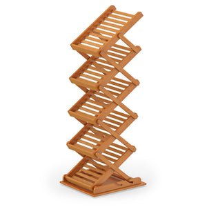 Foldable Bamboo Magazine Rack with 2 Adjustable Positions-Walnut view 4
