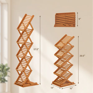 Foldable Bamboo Magazine Rack with 2 Adjustable Positions-Walnut view 5