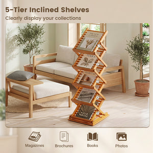 Foldable Bamboo Magazine Rack with 2 Adjustable Positions-Walnut view 8