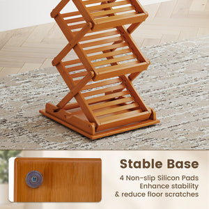 Foldable Bamboo Magazine Rack with 2 Adjustable Positions-Walnut view 9