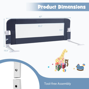 Foldable Bed Rail Swing Down Baby Bed Guard Rail-Gray view 4