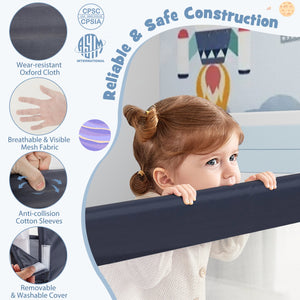 Foldable Bed Rail Swing Down Baby Bed Guard Rail-Gray view 7