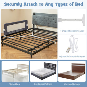 Foldable Bed Rail Swing Down Baby Bed Guard Rail-Gray view 8