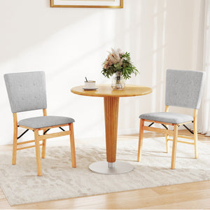 Foldable Dining Chair Set of 2 Armless Kitchen Chair with Padded Seat and Tilt Backrest-Gray view 2