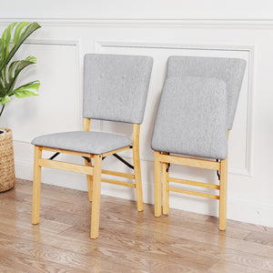 Foldable Dining Chair Set of 2 Armless Kitchen Chair with Padded Seat and Tilt Backrest-Gray view 3
