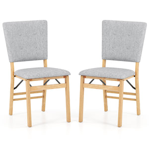 Foldable Dining Chair Set of 2 Armless Kitchen Chair with Padded Seat and Tilt Backrest-Gray view 4