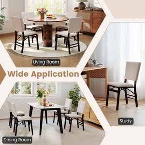 Foldable Dining Chair Set of 4 Armless Kitchen Chair with Padded Seat and Tilt Backrest-Beige view 6