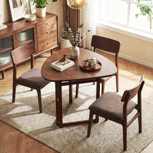 Foldable Dining Table 31.5 inches Triangular Small Kitchen Table for 2-Walnut view 6