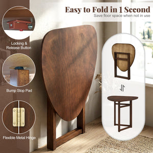Foldable Dining Table 31.5 inches Triangular Small Kitchen Table for 2-Walnut view 9