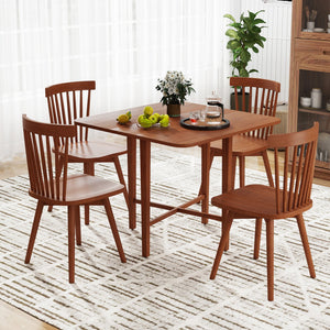Foldable Dining Table for 2-4 People with Rubber Wood Legs for Small Space-Walnut view 3