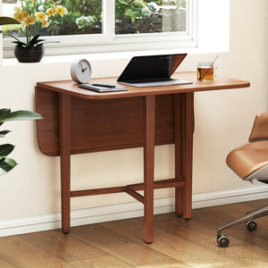 Foldable Dining Table for 2-4 People with Rubber Wood Legs for Small Space-Walnut view 5