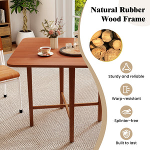 Foldable Dining Table for 2-4 People with Rubber Wood Legs for Small Space-Walnut view 7