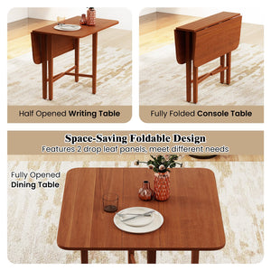 Foldable Dining Table for 2-4 People with Rubber Wood Legs for Small Space-Walnut view 9