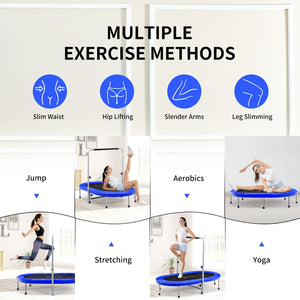 2-Person Foldable Mini Kids Fitness Rebounder Trampoline-Blue view 6