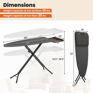 Foldable Full Size Ironing Board with Collapsible Iron Rest for Laundry Room view 5