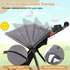 Foldable Jogging Stroller with Detachable Tray and Air-Filled Rubber Tires-Gray view 6