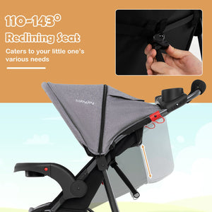 Foldable Jogging Stroller with Detachable Tray and Air-Filled Rubber Tires-Gray view 7