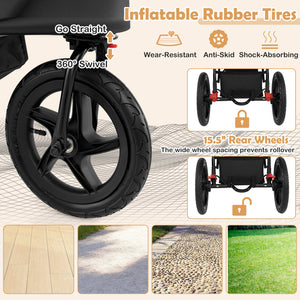 Foldable Jogging Stroller with Detachable Tray and Air-Filled Rubber Tires-Gray view 9