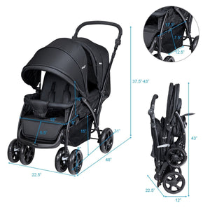 Foldable Lightweight Front Back Seats Double Baby Stroller-Black view 4