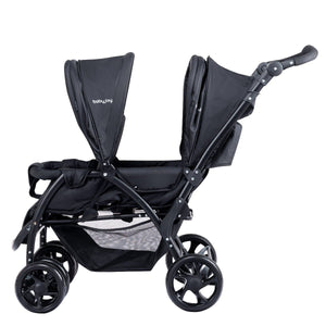 Foldable Lightweight Front Back Seats Double Baby Stroller-Black view 6