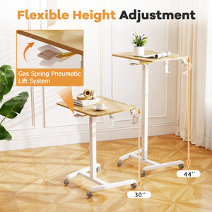 Foldable Mobile Standing Desk Rolling Laptop Desk with 90° Tiltable Tabletop-Natural view 6
