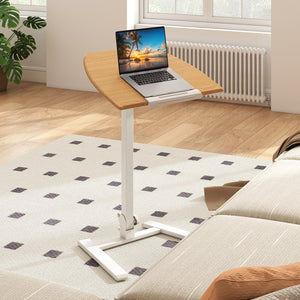 Foldable Mobile Standing Desk Rolling Laptop Desk with Wheels-Natural view 2