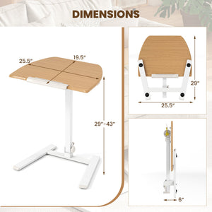 Foldable Mobile Standing Desk Rolling Laptop Desk with Wheels-Natural view 4
