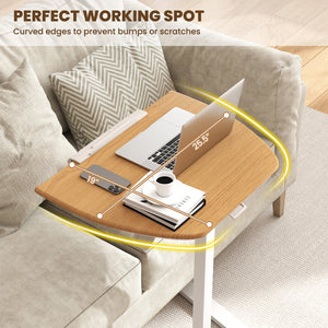Foldable Mobile Standing Desk Rolling Laptop Desk with Wheels-Natural view 8