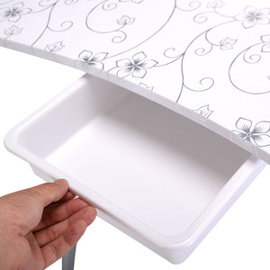 Foldable Portable Manicure Table with Drawer Casters and Cushion-White view 6
