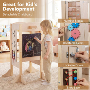 Foldable Toddler Step Stool Wooden Kitchen Standing Tower with 2-Step Stool view 8