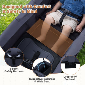 Foldable Wagon Stroller for 2 Kids Double Seater Toddler Stroller with Removable Canopy-Gray view 5